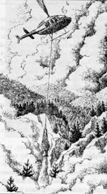 Illustration of helicopter carrying water bucket/Mark
Coyle