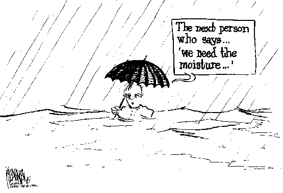 Cartoon, "The next person who says"we need moisture'" -
Kearney, Casper Sta