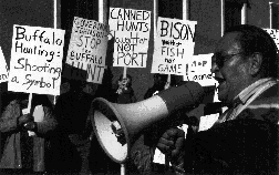 Carlos Tsosie Jr., lt. gov. of Picuris Pueblo near Taos,
protests