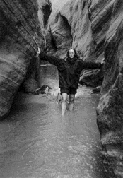 Sierra Club volunteer Linda Wilburn wades a slot
canyon