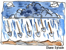 Illustration of shovels