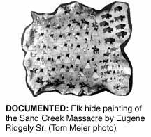 Elk hide painting of Sand Creek Massacre by Eugene Ridgely
Sr.