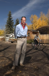 Mark Hesselschwerdt at the Smuggler Mobile Home Park,
where a doublewide recently sold for $600,000