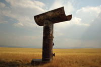 Lunar Ketcherschmitt is a large reclaimed boiler cut in
two that spins in the wind